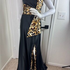 Cinderella Elegant Black and Leopard Print Gown SIZE